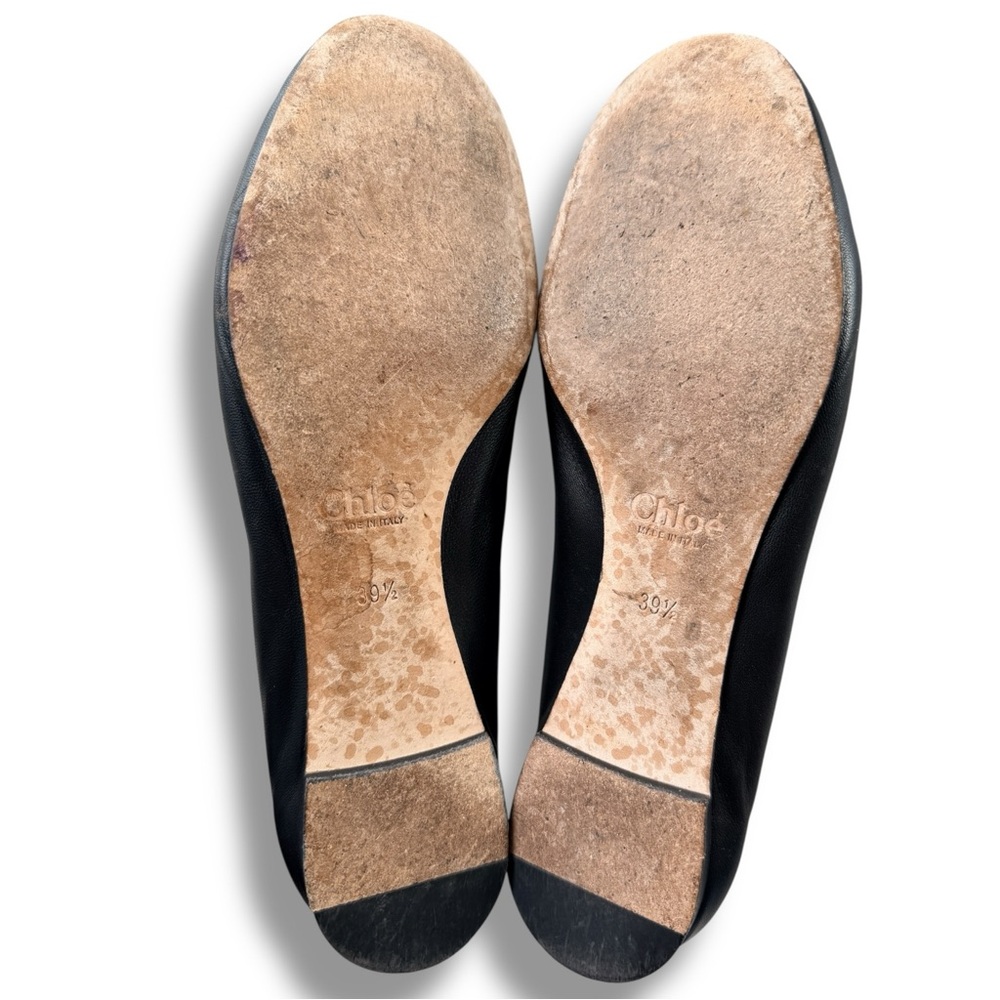 Chloé Lauren Leather Ballet Flats Shoes in Black Size 39.5 US 9 - Picture 7 of 8